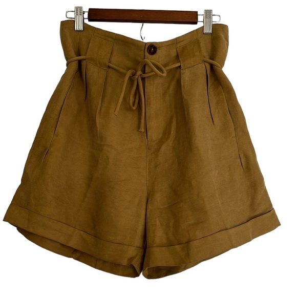 Scotch & Soda Pants - SCOTCH & SODA STAY SUNNY HIGH WAISTED PAPER BAG SHORTS COCONUT SHELL BRN SIZE M